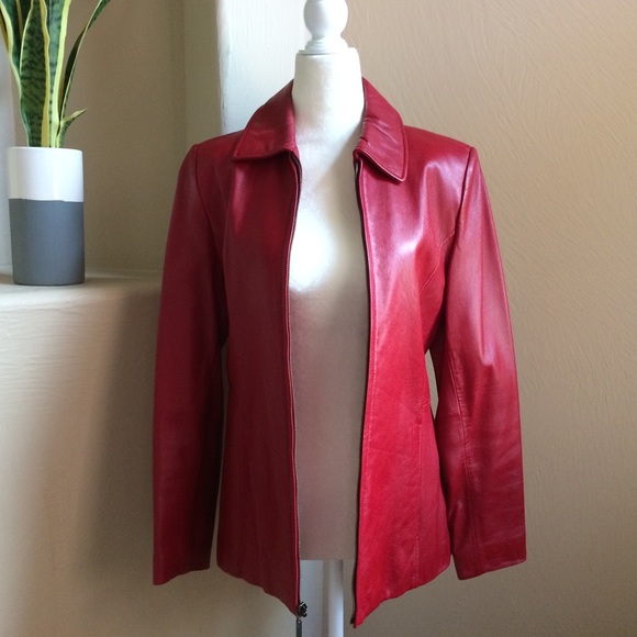 Liz Claiborne Jackets & Blazers - Liz Claiborne Red Leather Jacket - Like New